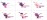 A grid of six Monika Bal logo variations, each combining a silhouette figure with arms raised with multi-coloured textured fill and different typographic treatments